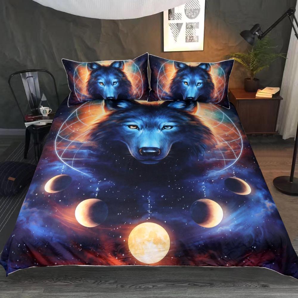 Default Dreamcatcher Wolf 3D Customized Duvet Cover Bedding Set