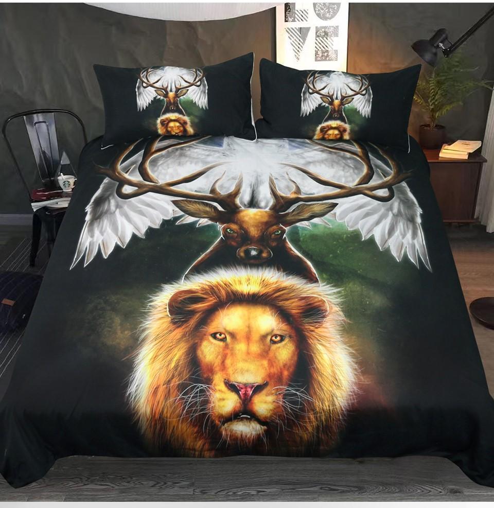 Default Eagle Lions 3D Customized Duvet Cover Bedding Set