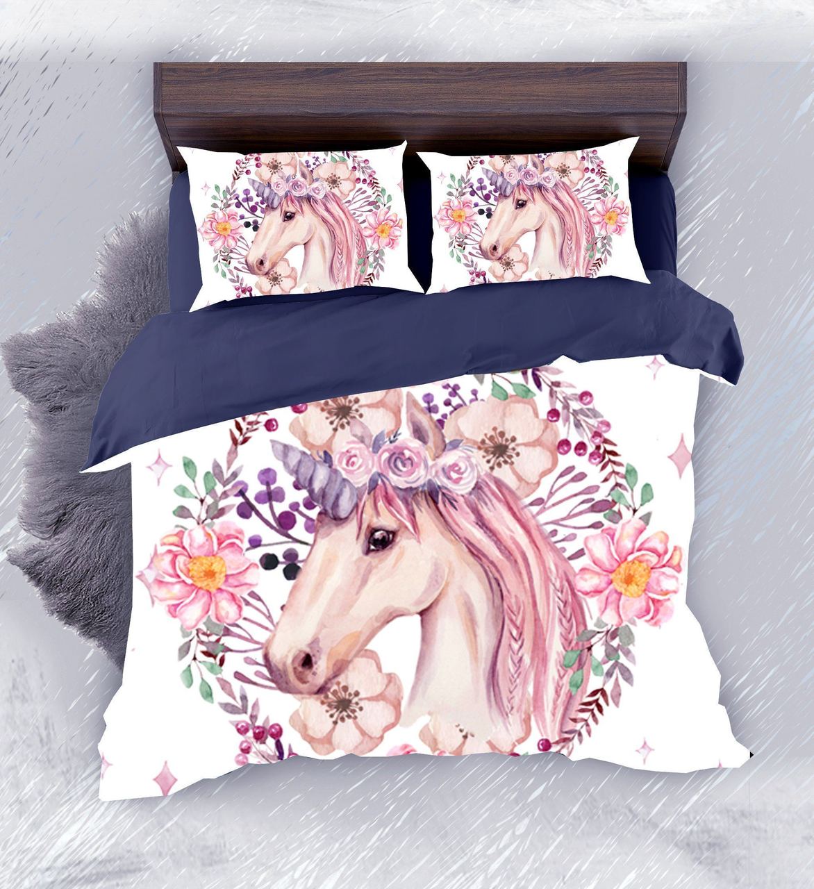 Default Floral Unicorn3D Customized Duvet Cover Bedding Set