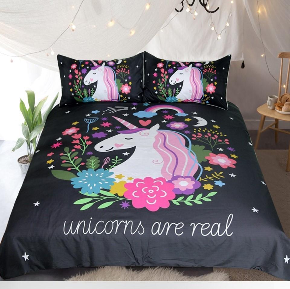 Default Floral Unicorns 3D Customized Duvet Cover Bedding Set