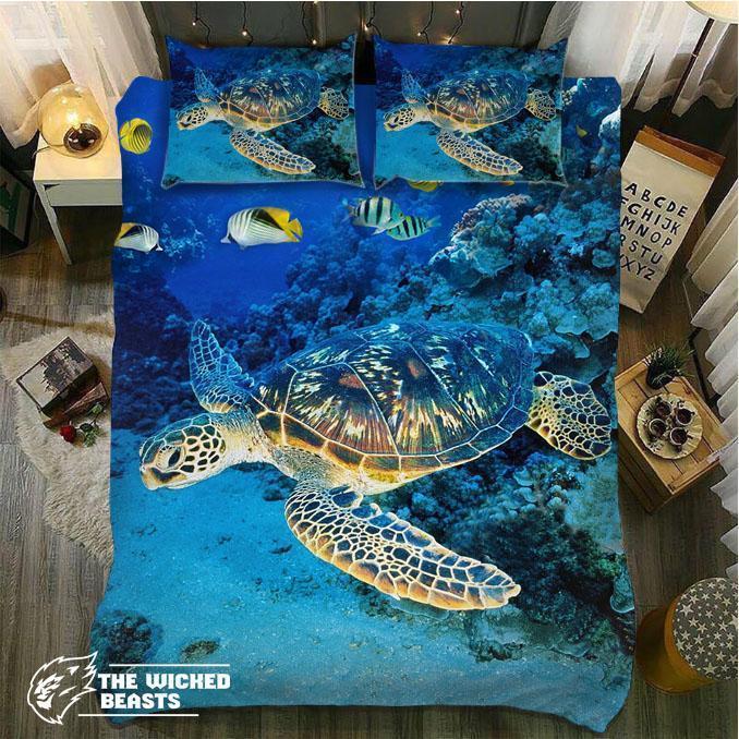 Default Gorgeous Turtle In Ocean3D Customized Duvet Cover Bedding Set