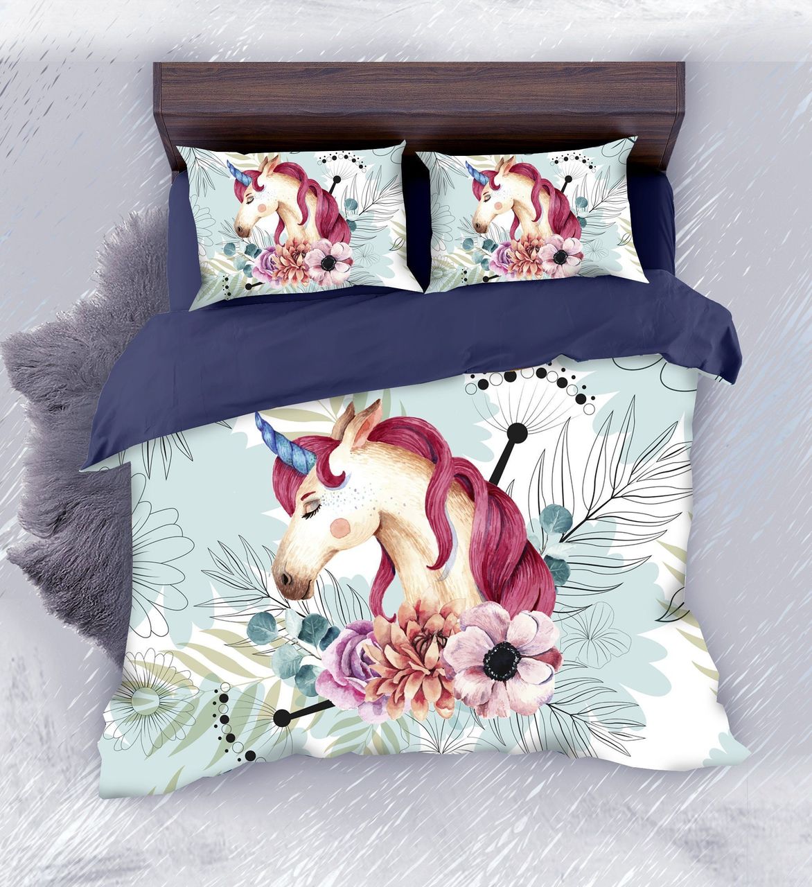 Default Lady Unicorn3D Customized Duvet Cover Bedding Set