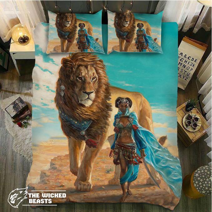 Default Lion And Girl3D Customized Duvet Cover Bedding Set