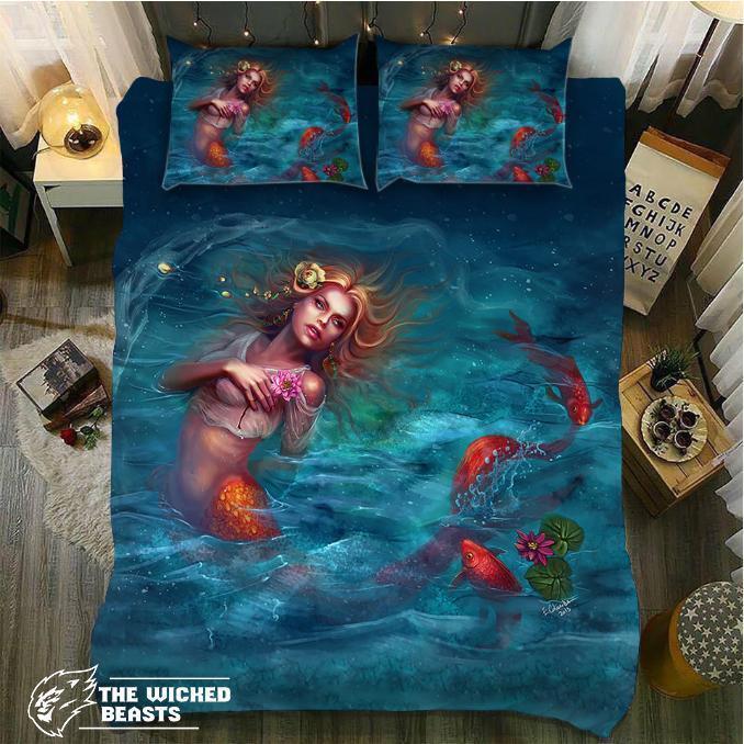 Default Mermaid Goldfishs 3D Customized Duvet Cover Bedding Set