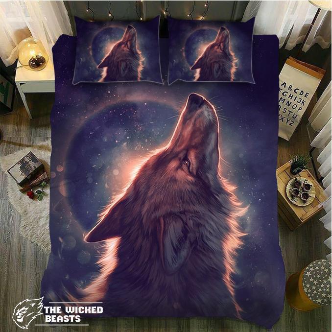 Default Moon Wolf 3D Customized Duvet Cover Bedding Set