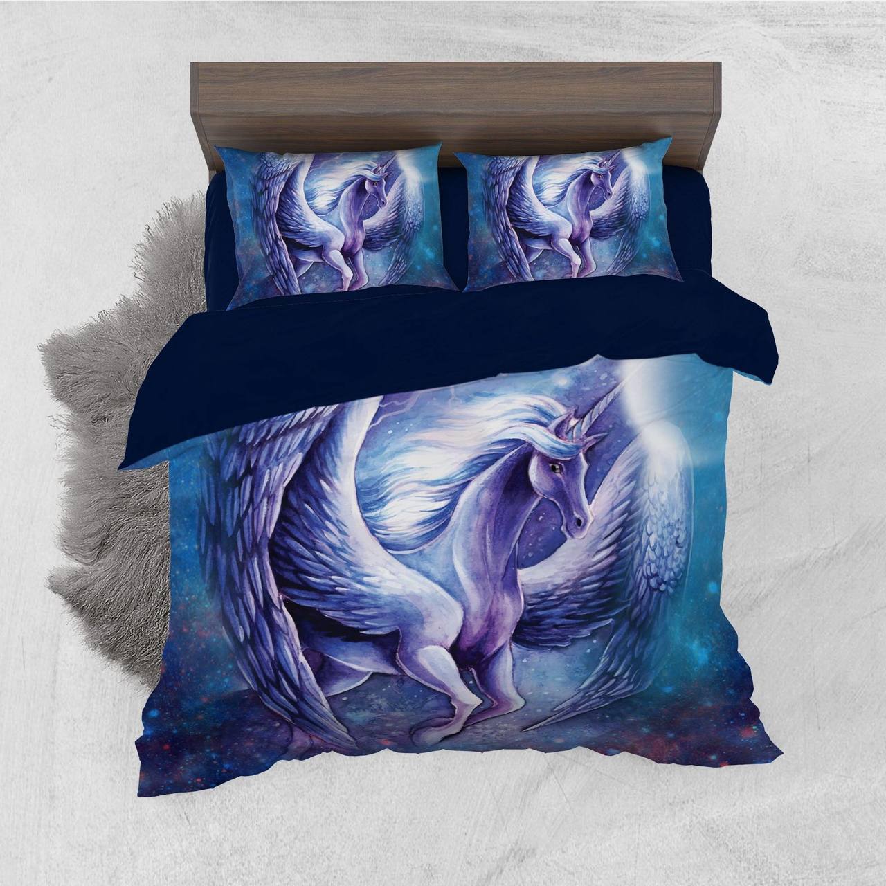 Default Purple Flying Unicorn3D Customized Duvet Cover Bedding Set