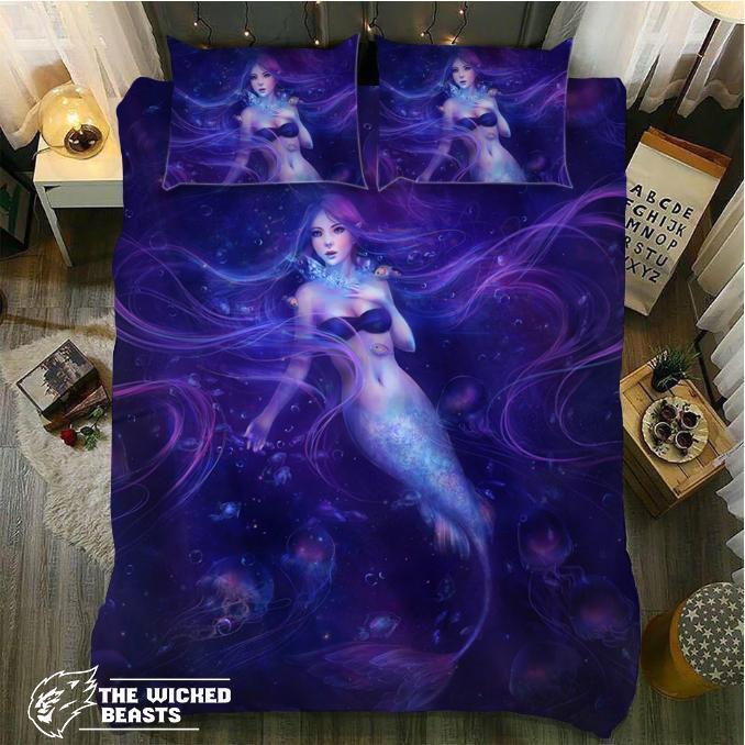 Default Purple Mermaids 3D Customized Duvet Cover Bedding Set