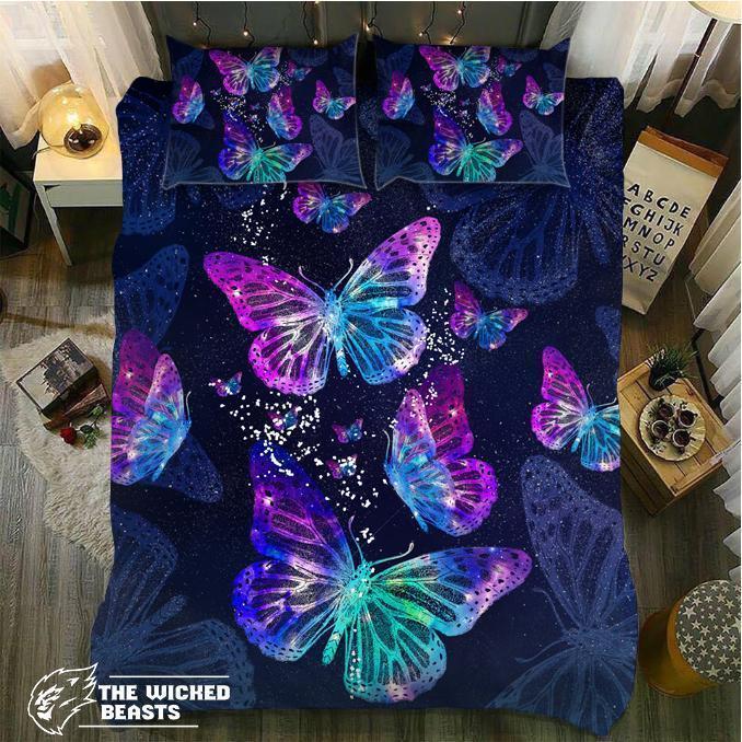 Default Purple Mexican Bluewing Butterflys 3D Customized Duvet Cover Bedding Set