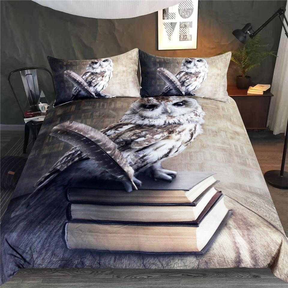 Default Queen Owls 3D Customized Duvet Cover Bedding Set