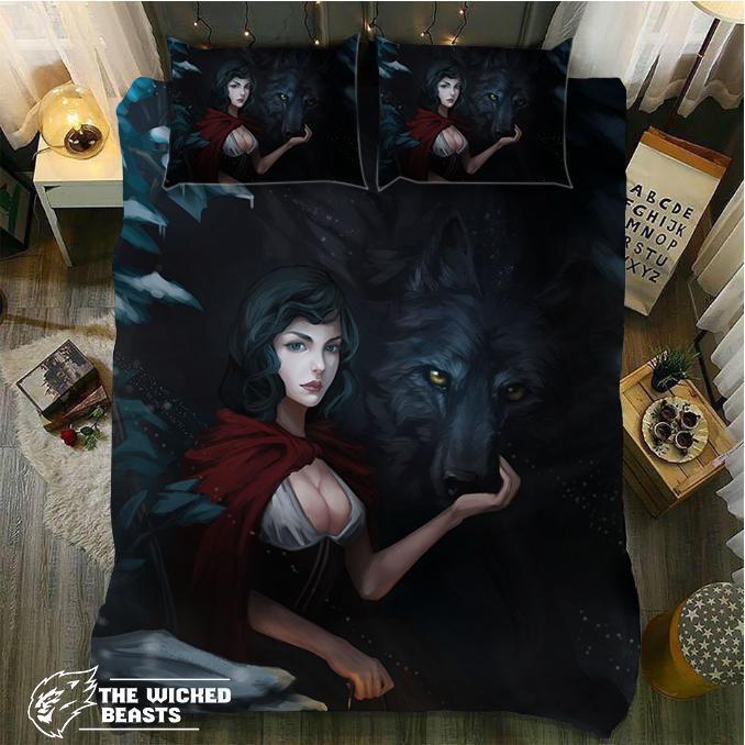 Default Red Hood Wolf 3D Customized Duvet Cover Bedding Set