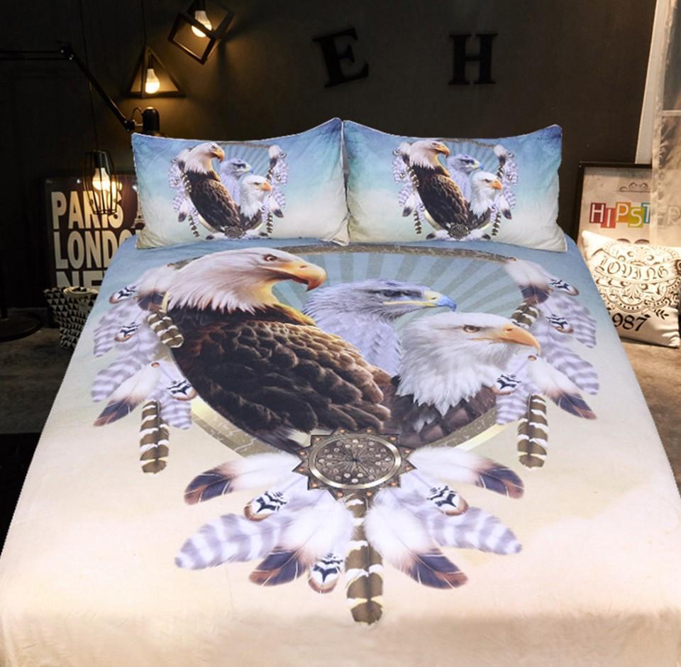 Default Three Eagless 3D Customized Duvet Cover Bedding Set