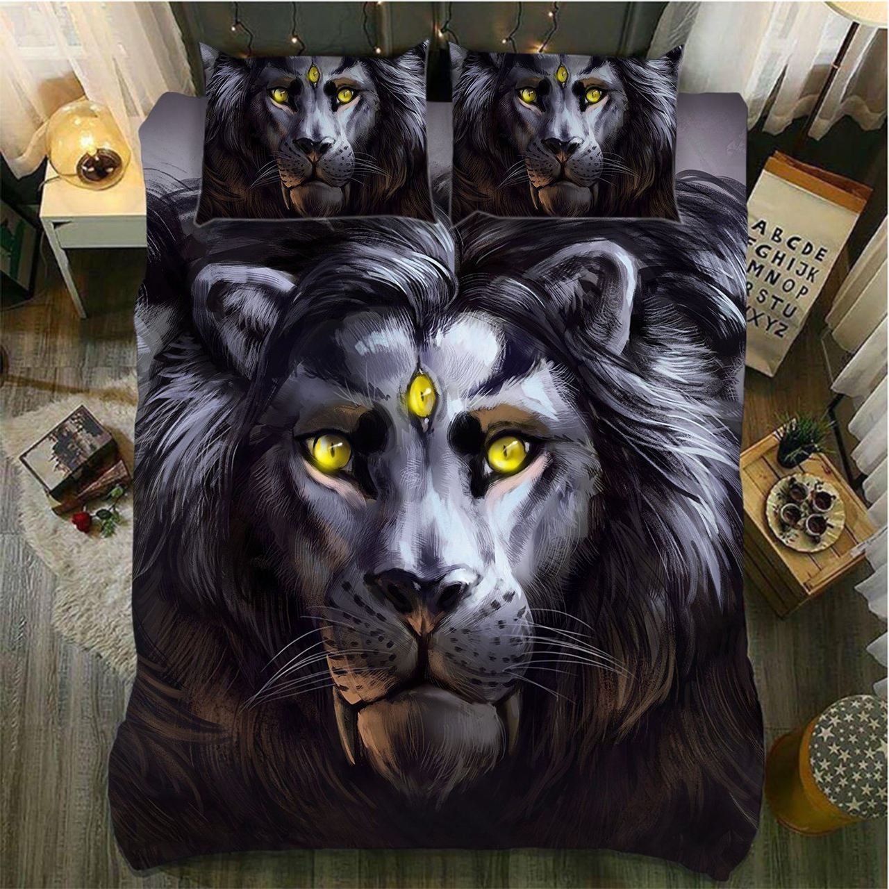 Default Three Eyed Lion3D Customized Duvet Cover Bedding Set