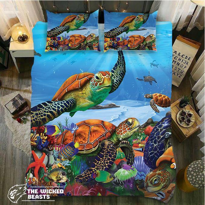 Default Turtle And Ocean World 3D Customized Duvet Cover Bedding Set