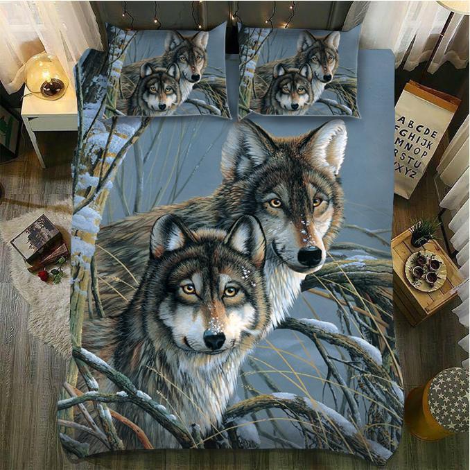 Default Winter Wolf 3D Customized Duvet Cover Bedding Set