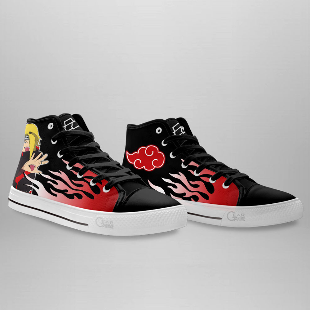 Deidara High Top Shoes Custom Akatsuki Sneakers Flame Style