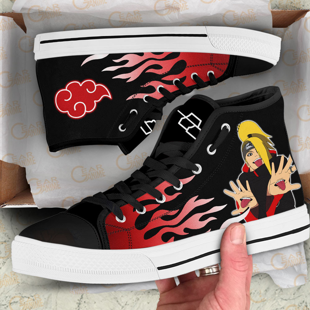 Deidara High Top Shoes Custom Akatsuki Sneakers Flame Style