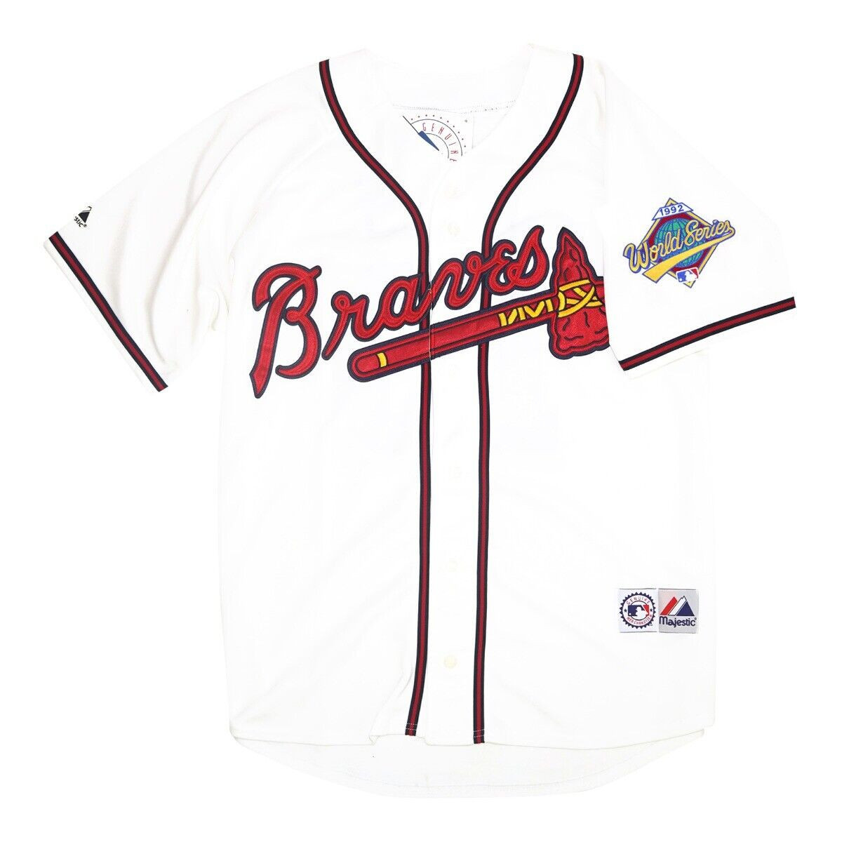 Deion Sanders Atlanta Braves 1992 World Series White Jersey - All Stitched