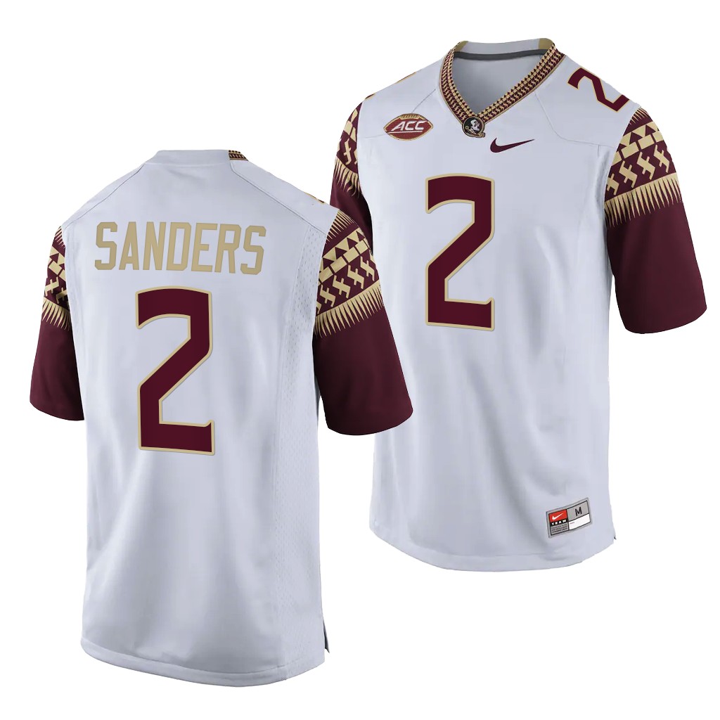 Deion Sanders Florida State Seminoles College White 2 Jersey Men
