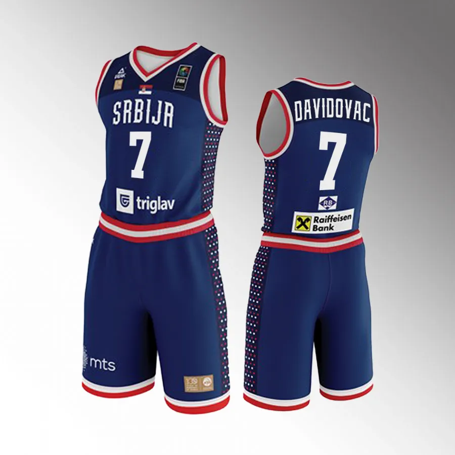 Dejan Davidovac Serbia 2023 FIBA World Cup Navy Jersey Shorts Set #7