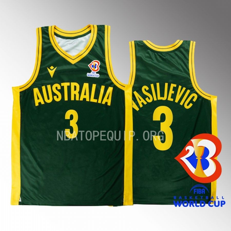 Dejan Vasiljevic Australia 2023 FIBA World Cup Green Jersey Away #3