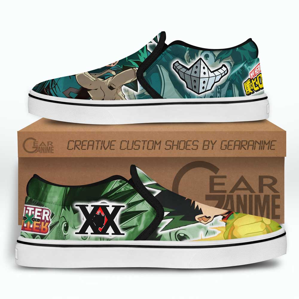 Deku and Gon Freecss Slip-On Shoes Canvas Custom Anime Shoes