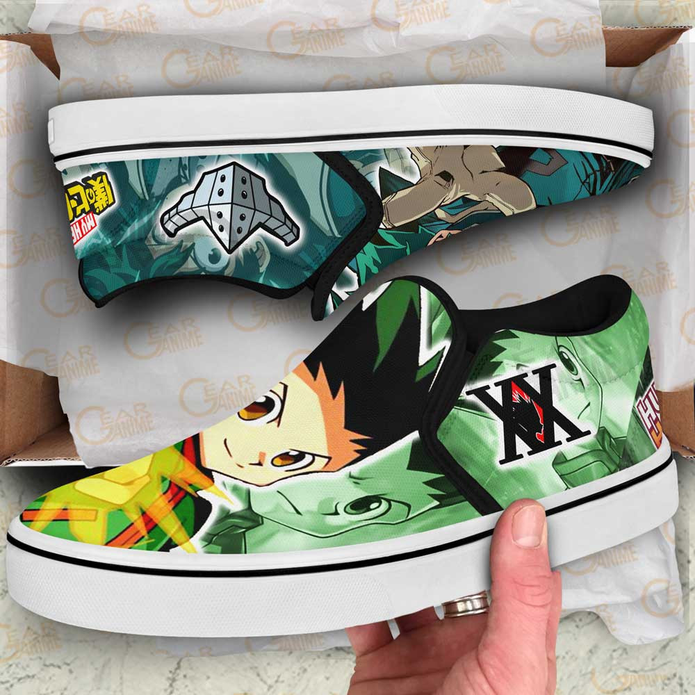 Deku and Gon Freecss Slip-On Shoes Canvas Custom Anime Shoes