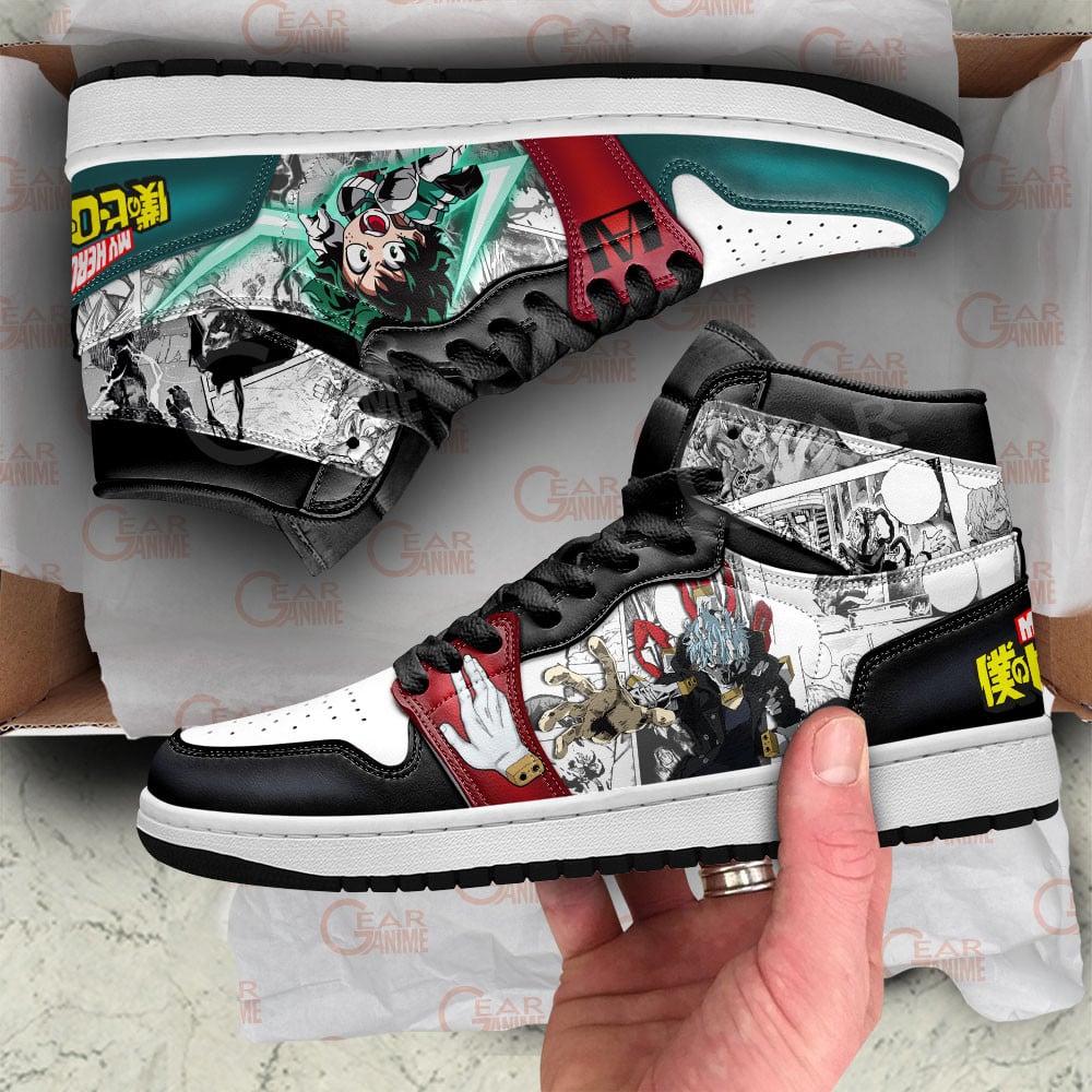 Deku and Tomura JD1s Sneakers BNHA Manga Mixed Anime, Air Jordan Hightop