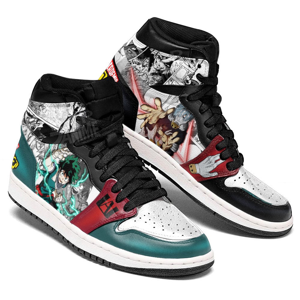 Deku and Tomura JD1s Sneakers BNHA Manga Mixed Anime, Air Jordan Hightop