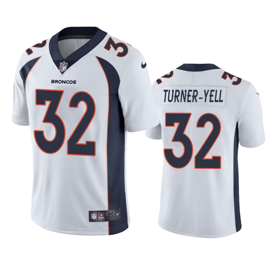 Delarrin Turner-Yell 32 Denver Broncos White Vapor Limited Stitched Jersey