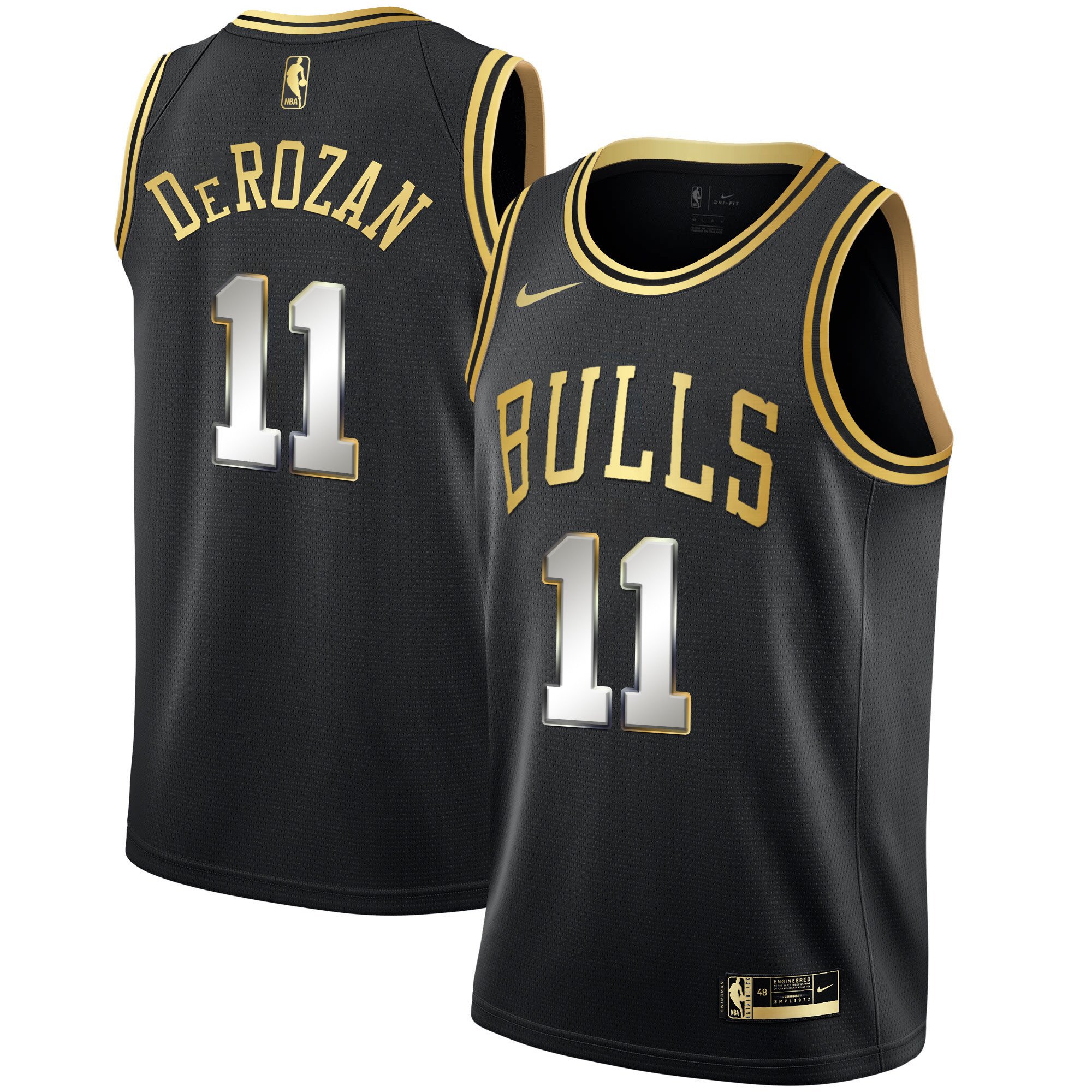 DeMar DeRozan Men's Chicago Bulls Black Limited & Black Gold Jersey - All Stitched