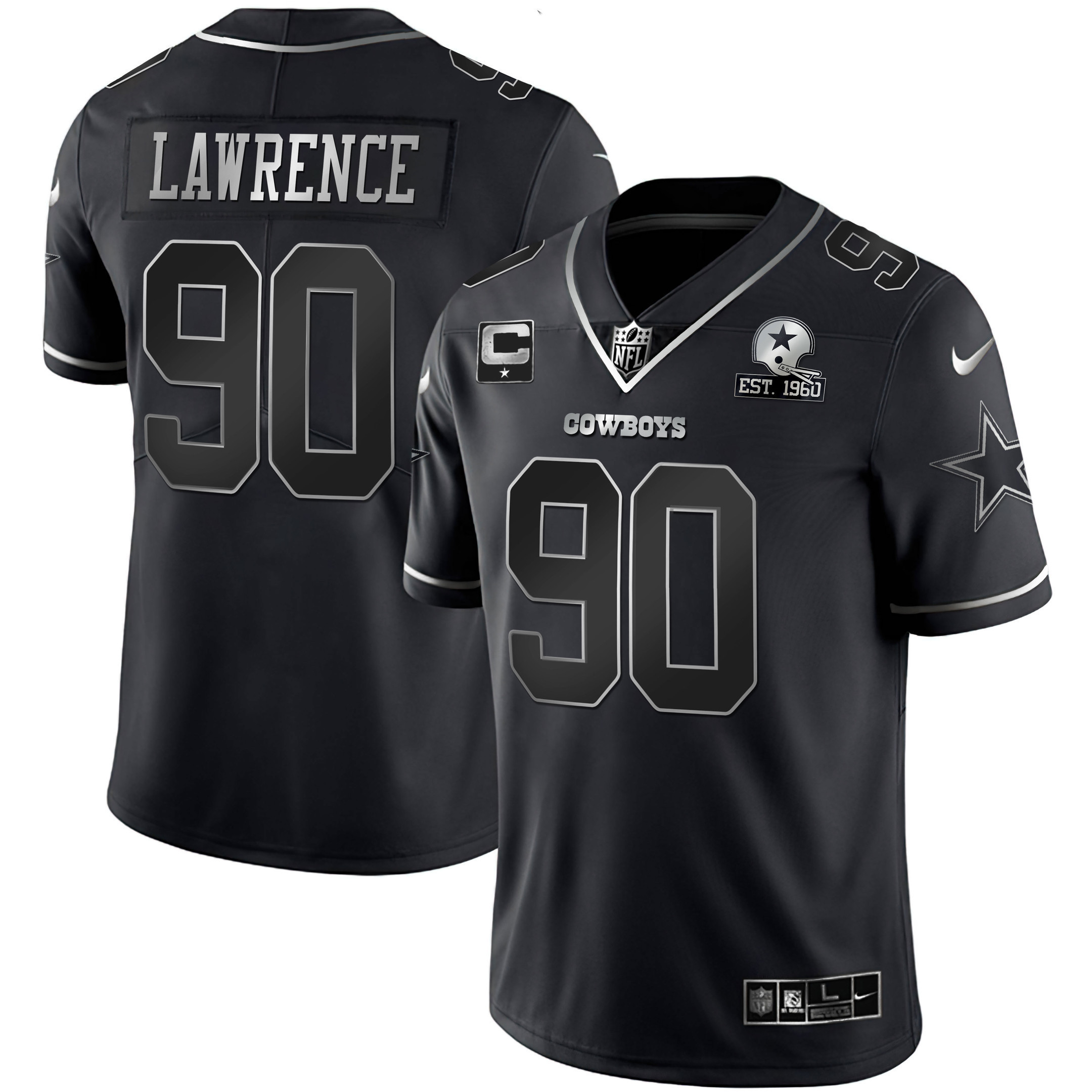 Demarcus Lawrence Dallas Cowboys Black Silver Vapor Limited Est 1960 Patch Jersey - All Stitched 