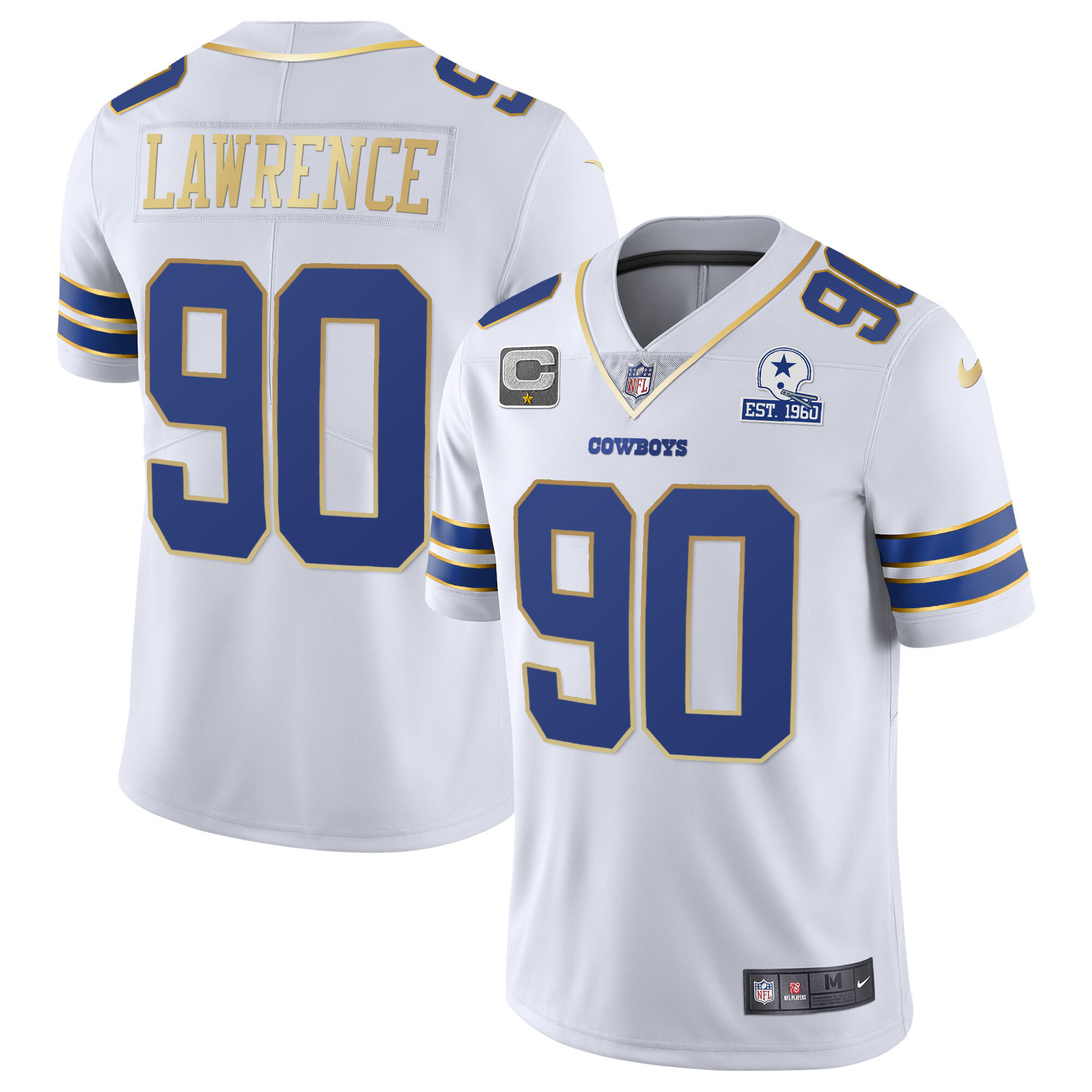 Demarcus Lawrence Men's Dallas Cowboys Vapor Gold White Gold Trim Jersey - All Stitched 