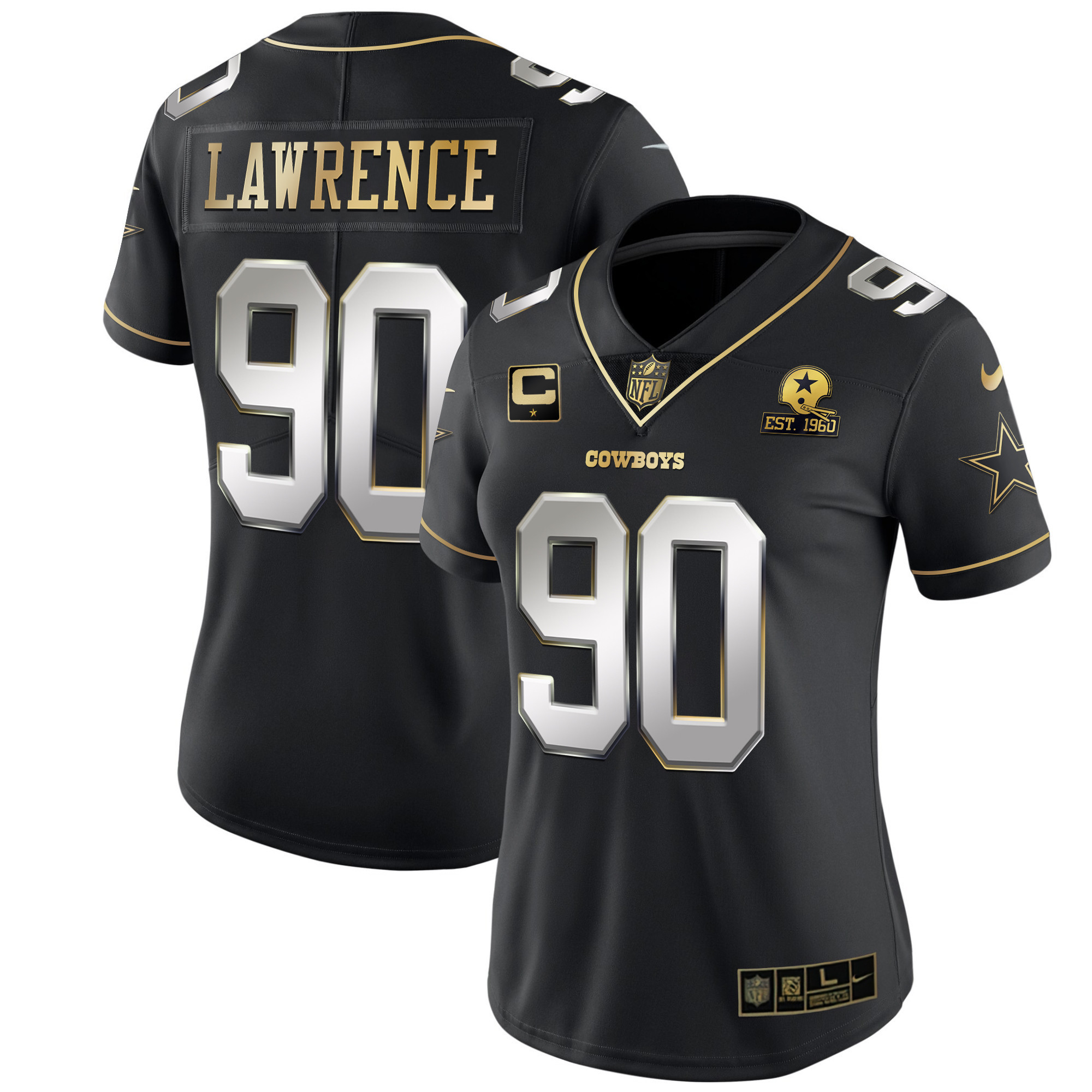Demarcus Lawrence Women's Dallas Cowboys Black Gold & White Gold Black Limited Jersey - All Stitched 