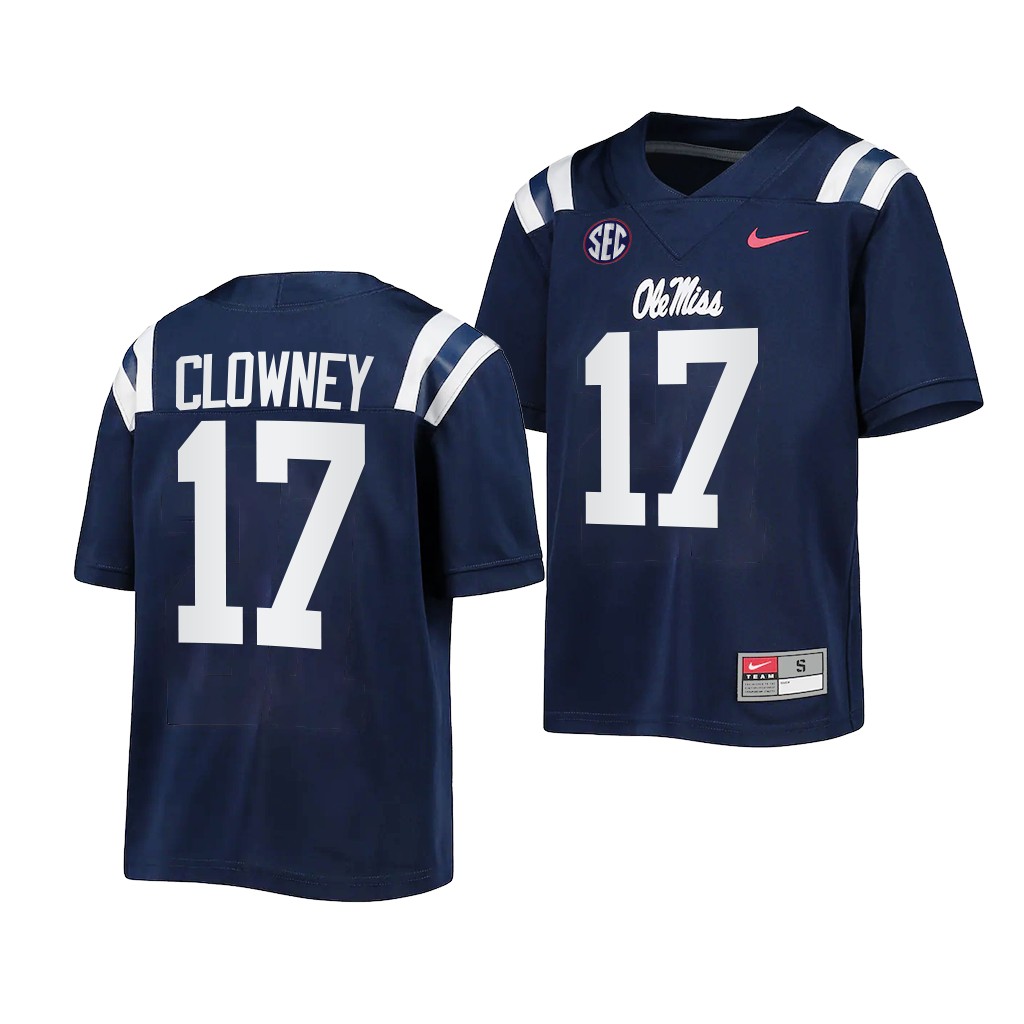Demon Clowney Ole Miss Rebels Navy 2022-23 Untouchable Game Youth Jersey