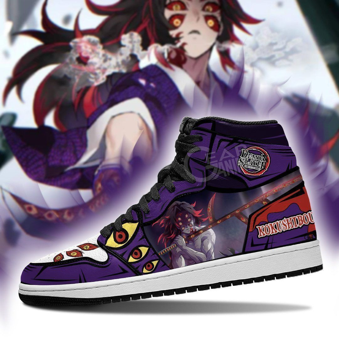 Demon Kokushibou Demon Slayer Anime 1 High Top Air Jordan Sneaker, Air Jordan Hightop