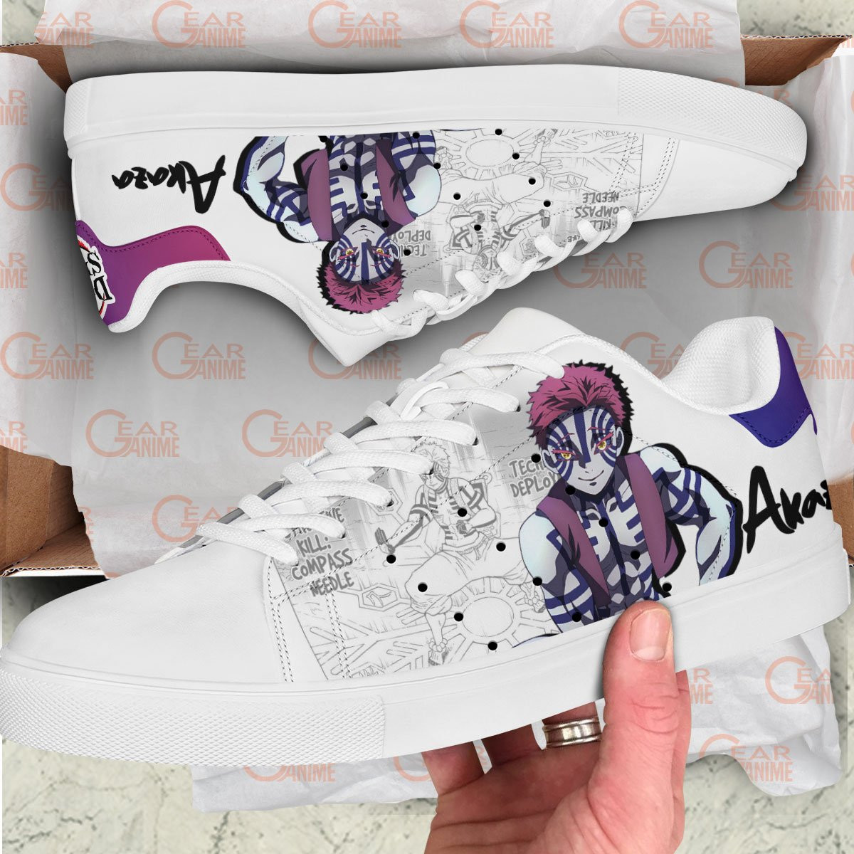 Demon Slayer Akaza Skate Sneakers Custom Anime Shoes