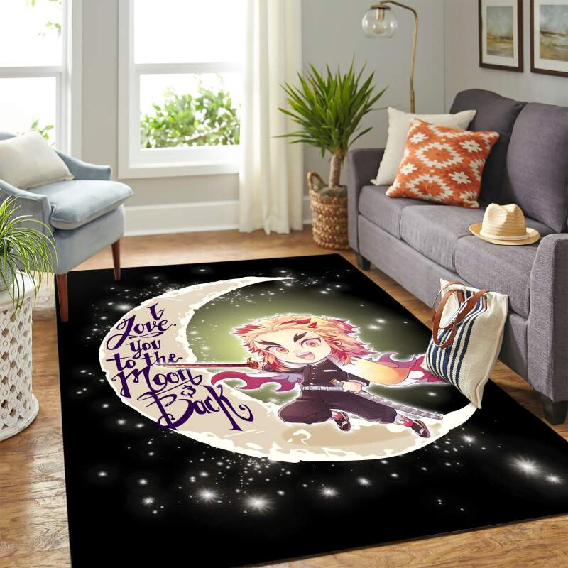 Demon Slayer Anime Chibi Moon Carpet Area Rectangle Rug