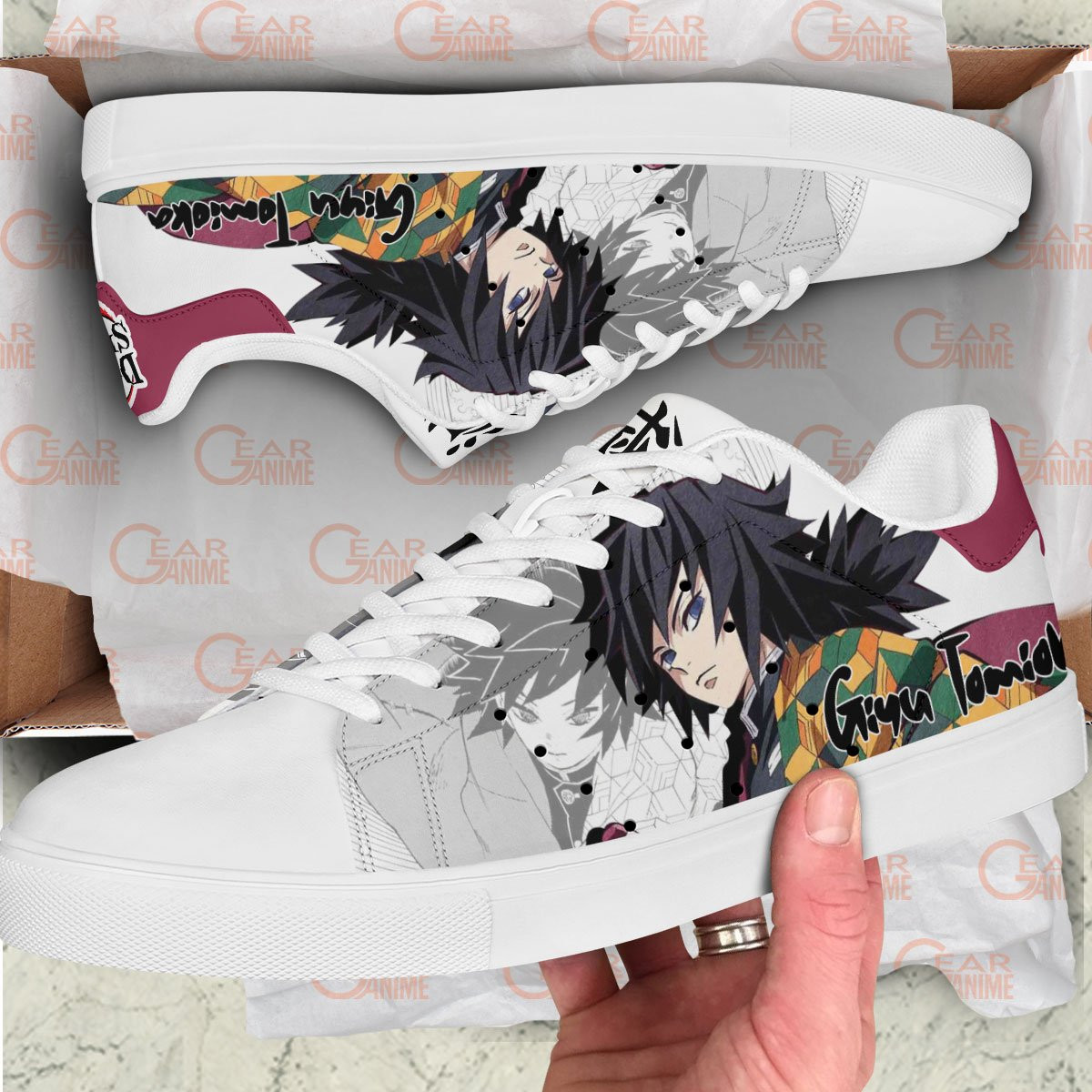Demon Slayer Giyu Tomioka Skate Sneakers Custom Anime Shoes