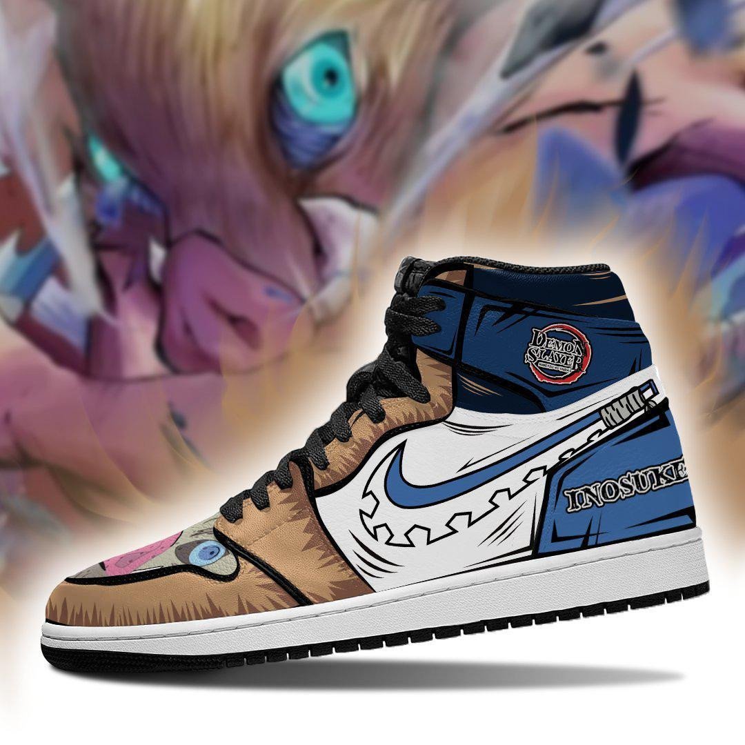 Demon Slayer Inosuke Nichirin Swords Anime Shoes, Air Jordan Hightop
