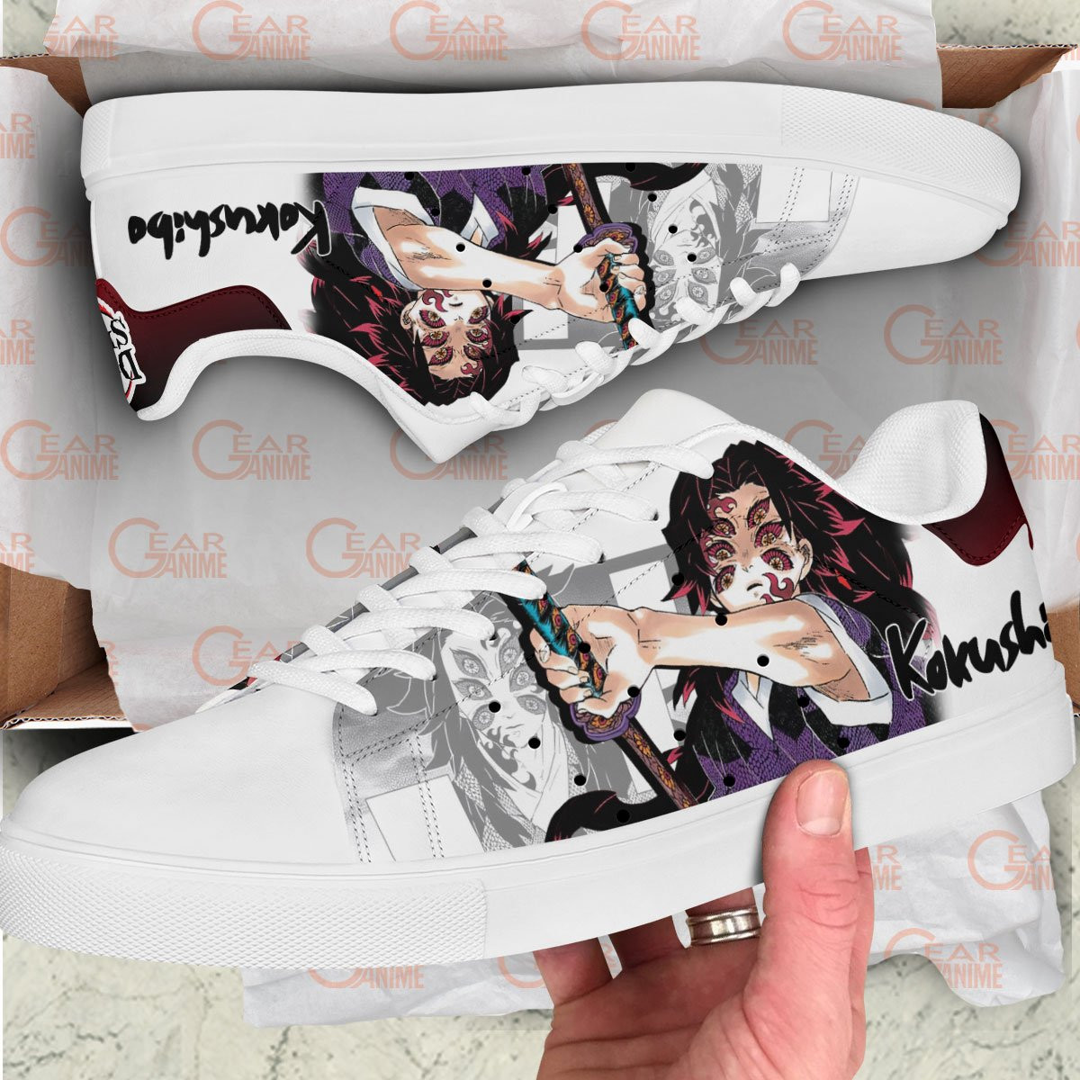 Demon Slayer Kokushibo Skate Sneakers Custom Anime Shoes