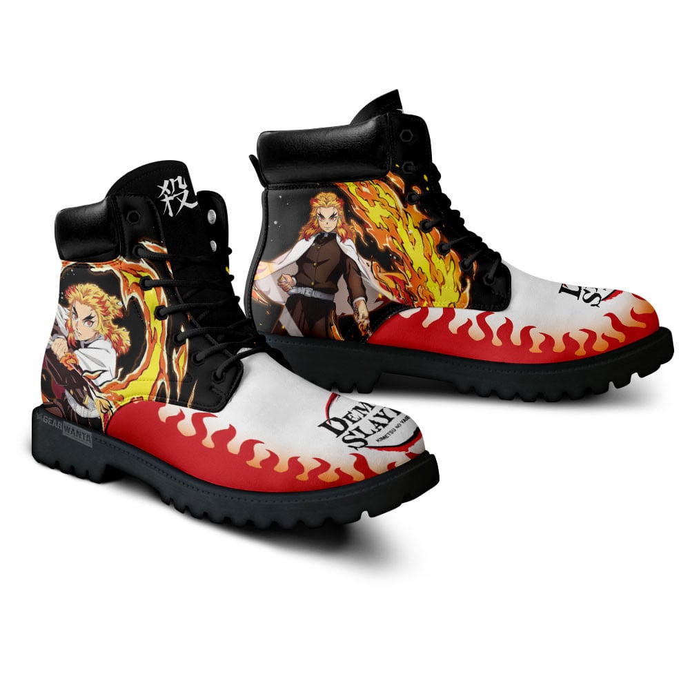 Demon Slayer Kyojuro Rengoku Boots Anime Custom Shoes
