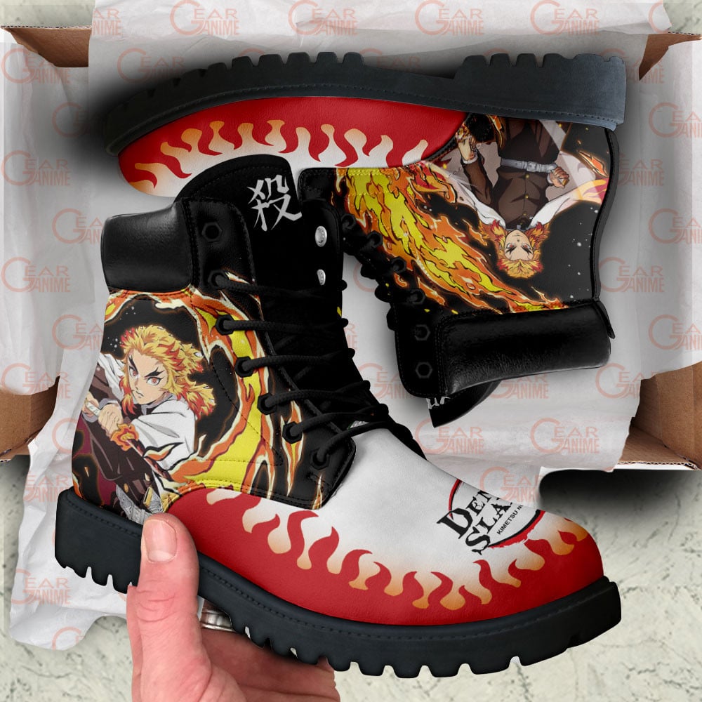 Demon Slayer Kyojuro Rengoku Boots Anime Custom Shoes