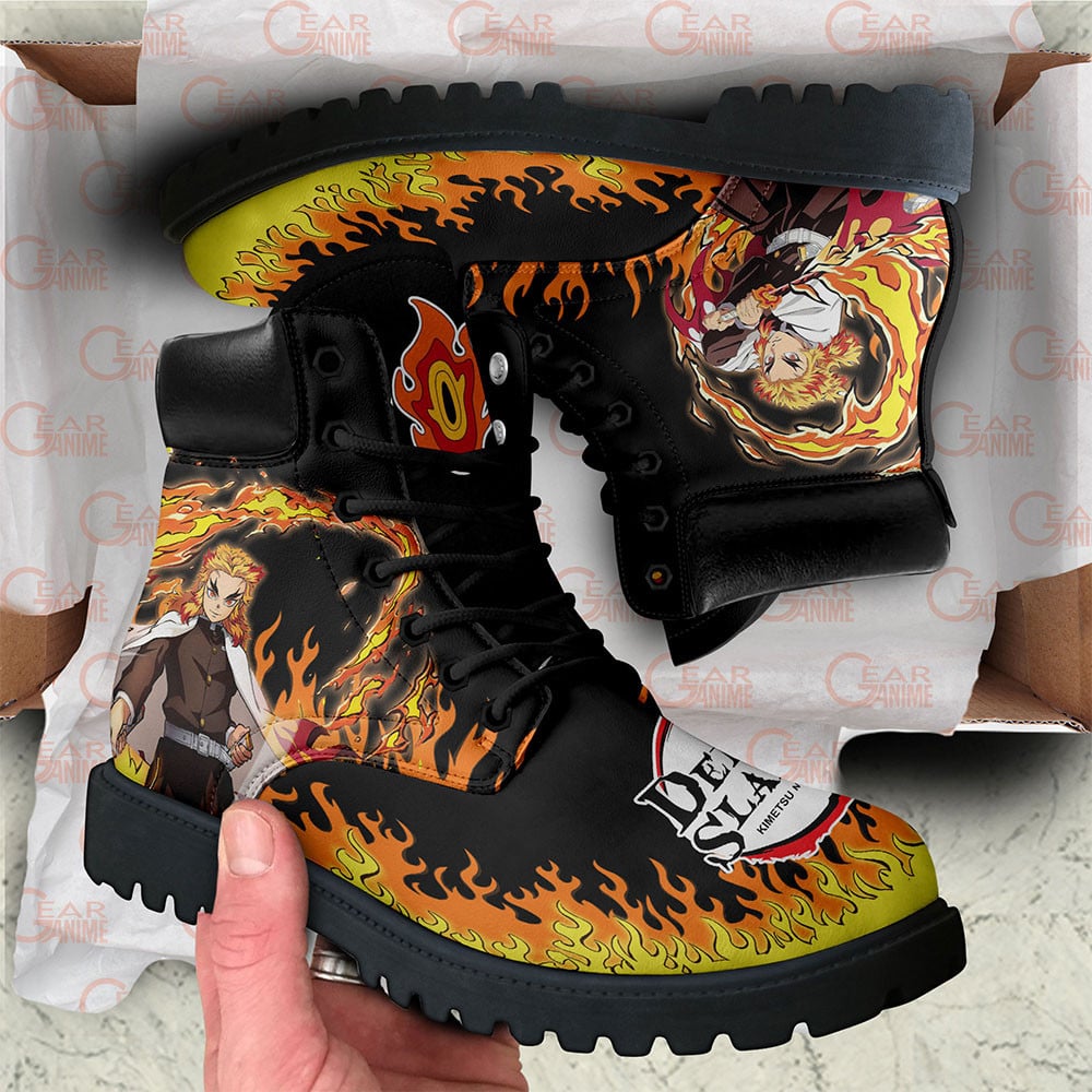 Demon Slayer Kyojuro Rengoku Boots Custom Anime Shoes