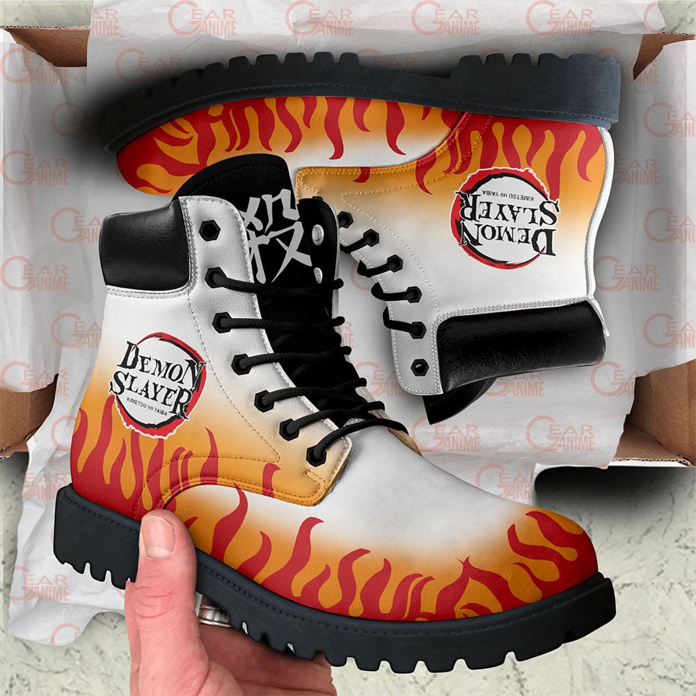 Demon Slayer Kyojuro Rengoku Boots Custom Anime Shoes
