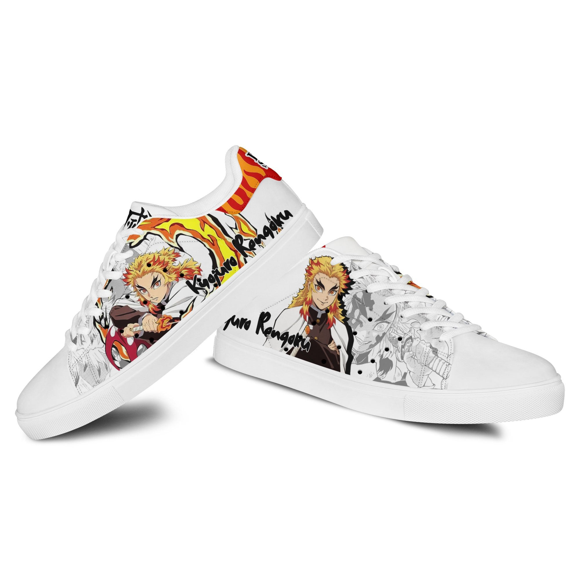 Demon Slayer Kyojuro Rengoku Skate Sneakers Custom Anime Shoes