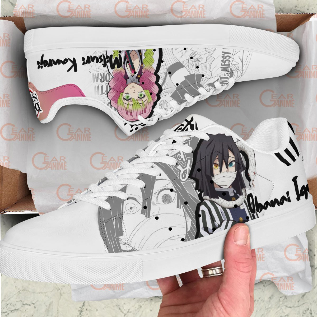 Demon Slayer Mitsuri and Iguro Skate Sneakers Custom Anime Shoes
