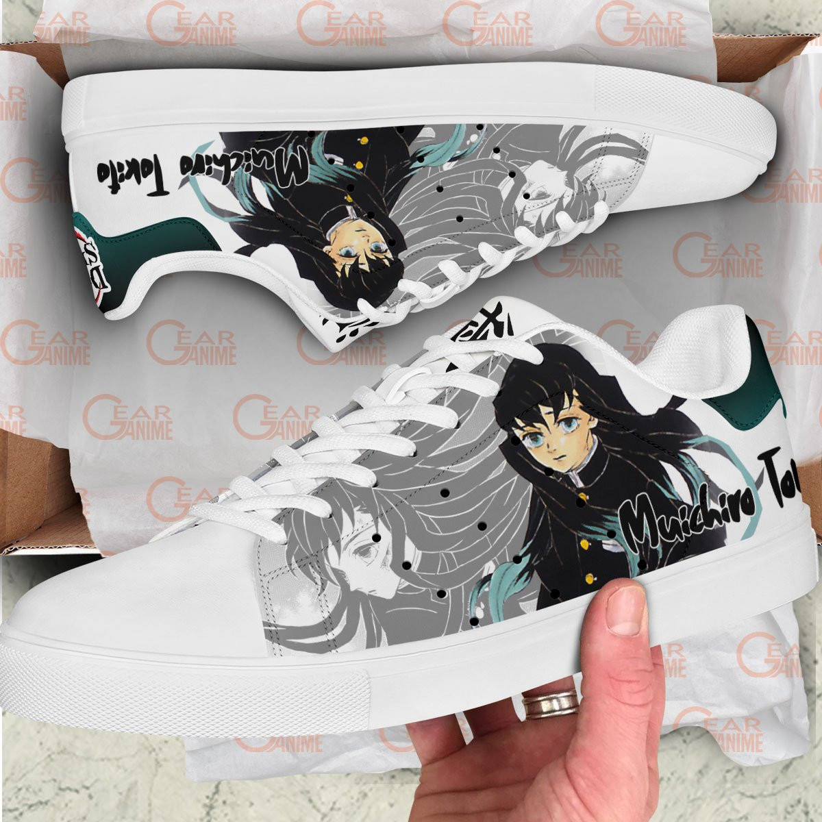 Demon Slayer Muichiro Tokito Skate Sneakers Custom Anime Shoes
