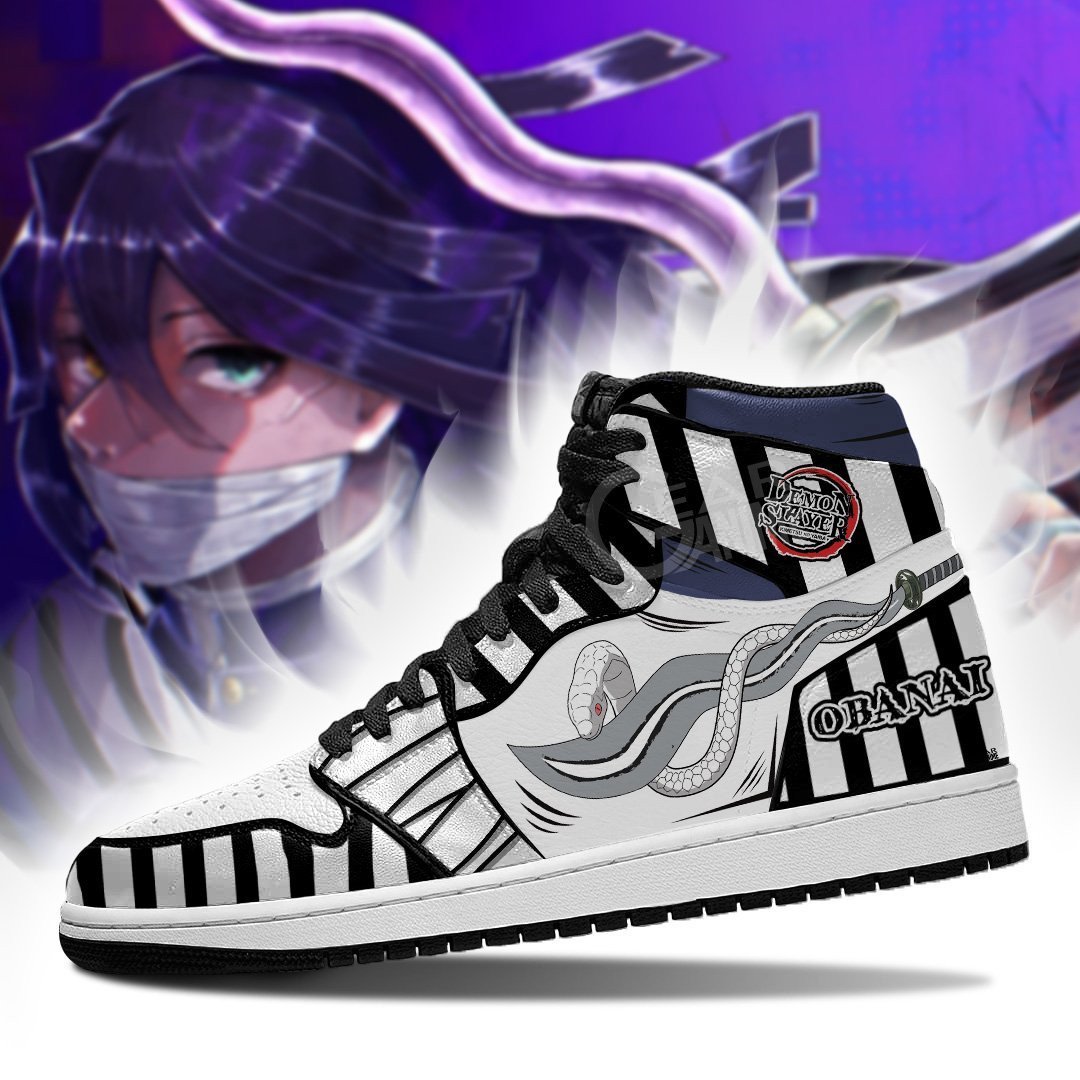 Demon Slayer Obanai Iguro JD1s Sneakers Nichirin Blade Snake Anime Shoes, Air Jordan Hightop