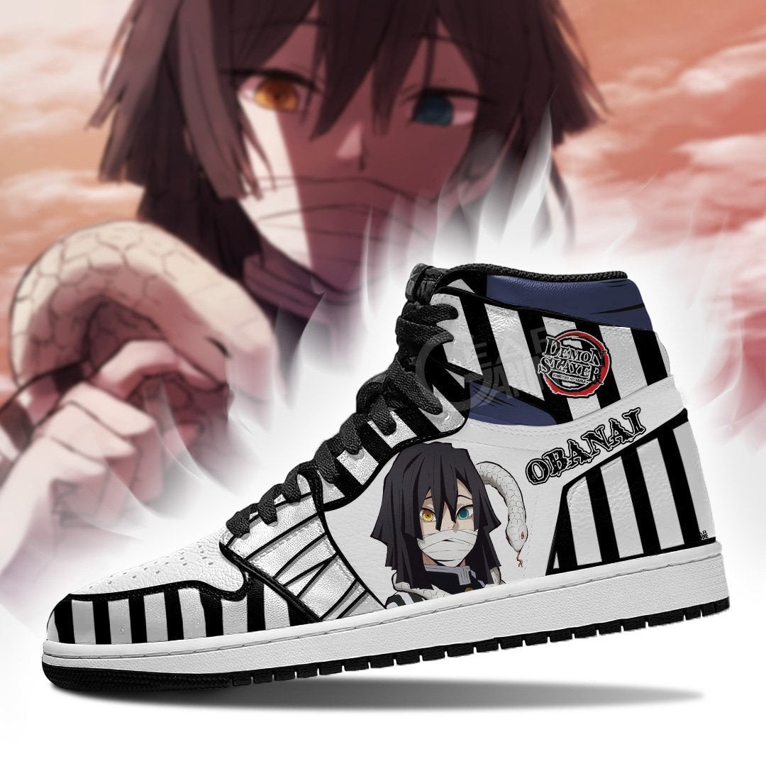 Demon Slayer Obanai Iguro JD1s Sneakers Snake Hashira Anime JD1s Sneakers, Air Jordan Hightop