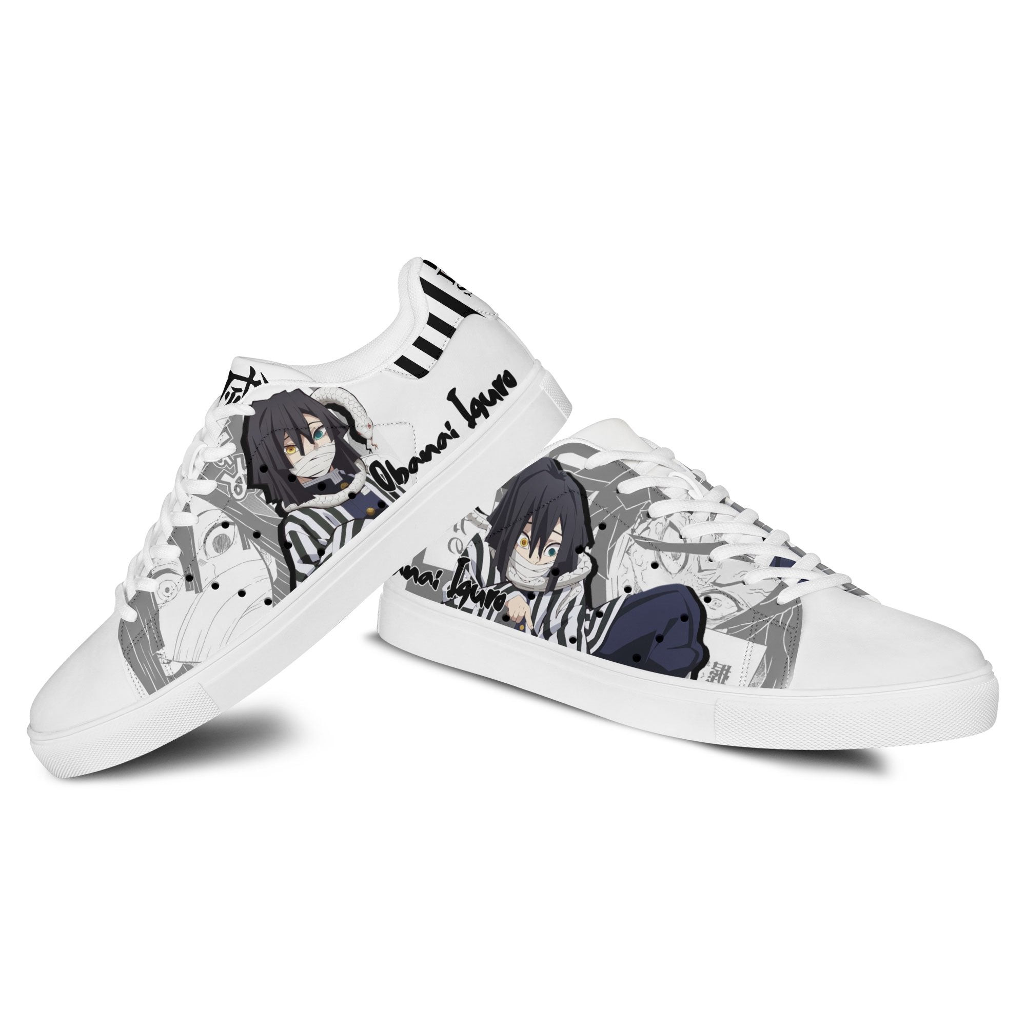 Demon Slayer Obanai Iguro Skate Sneakers Custom Anime Shoes